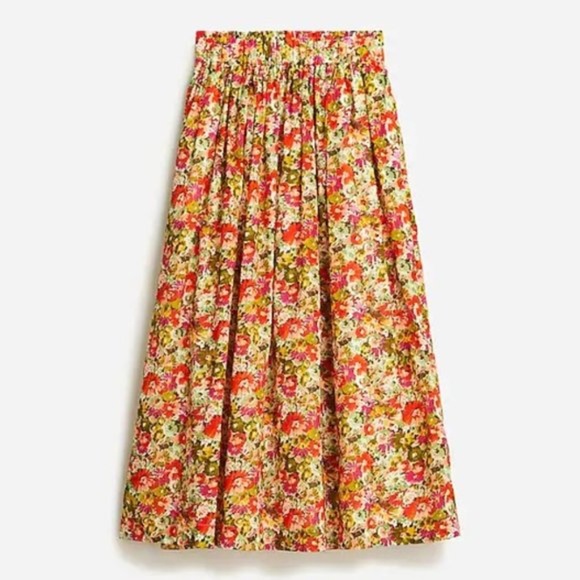 J Crew NWOT Block Print Cotton Voile Midi Skirt + Top Set in Painterly Floral L - Picture 3 of 6